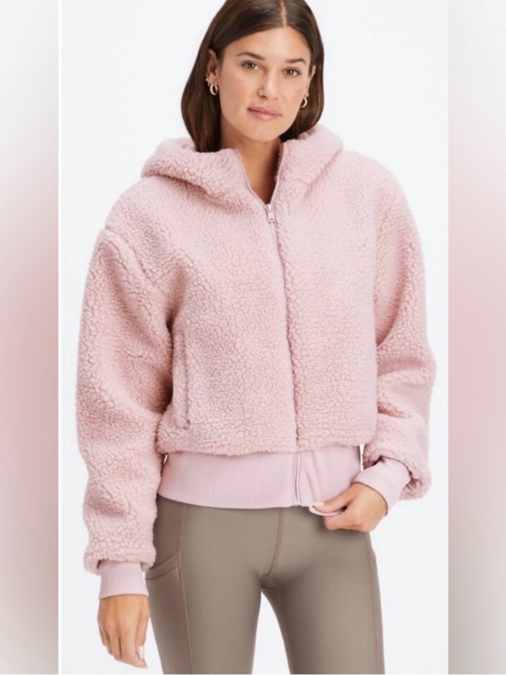 Fabletics Summit Teddy Sherpa Zip Jacket - Muted Mauve